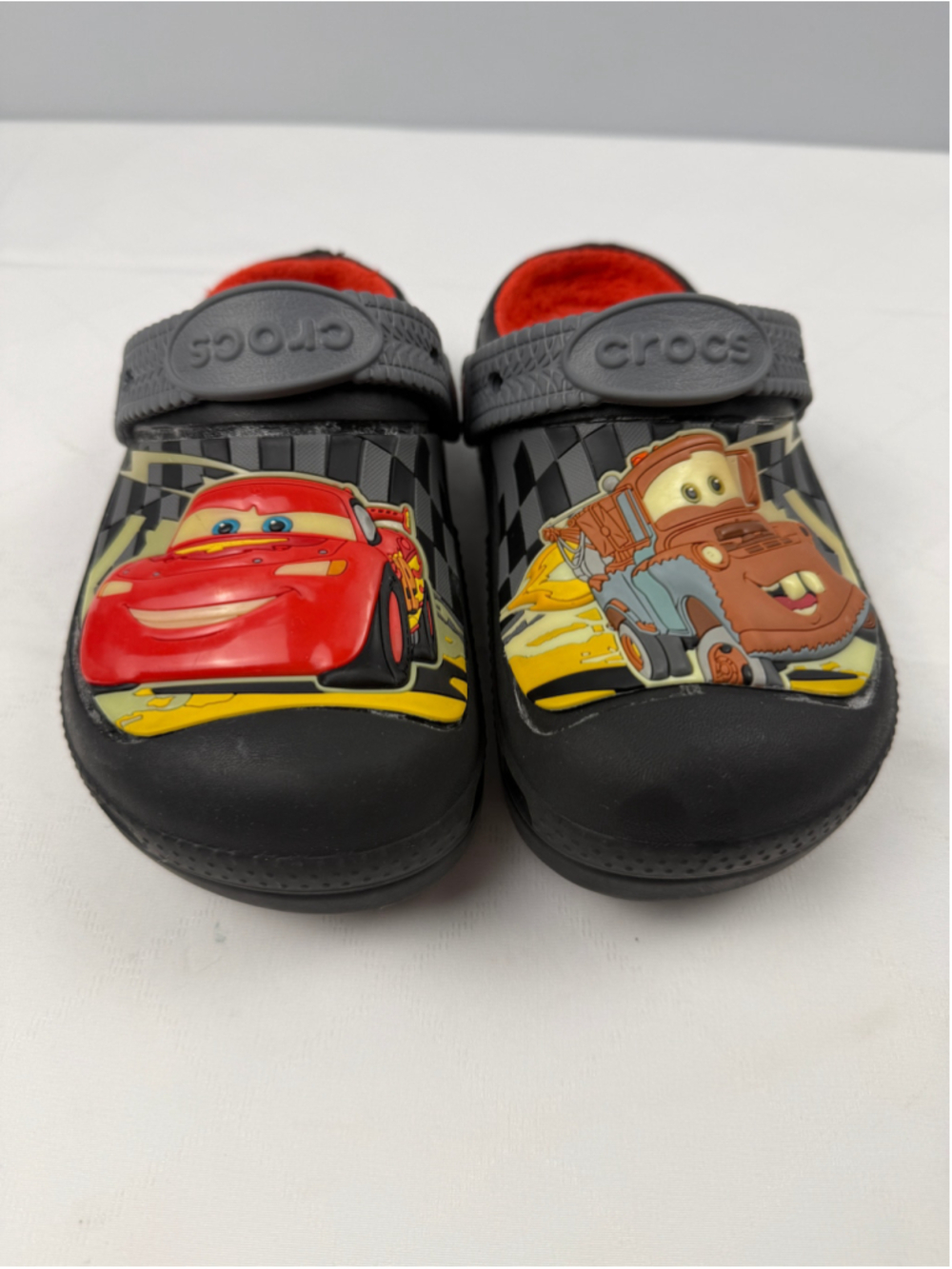 Crocs Fun Lab Disney Cars Clogs Lightning McQueen and Mater Unisex Kids sz 12/13